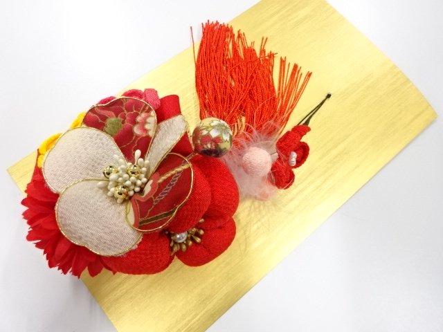 JAPANESE KIMONO / ANTIQUE CREPE DE CHINE HAIR ACCESSORY